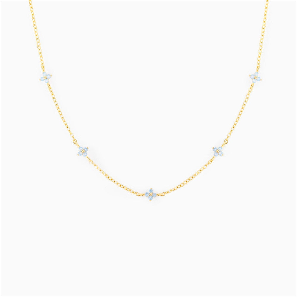 Tiny Blue Flower Necklace